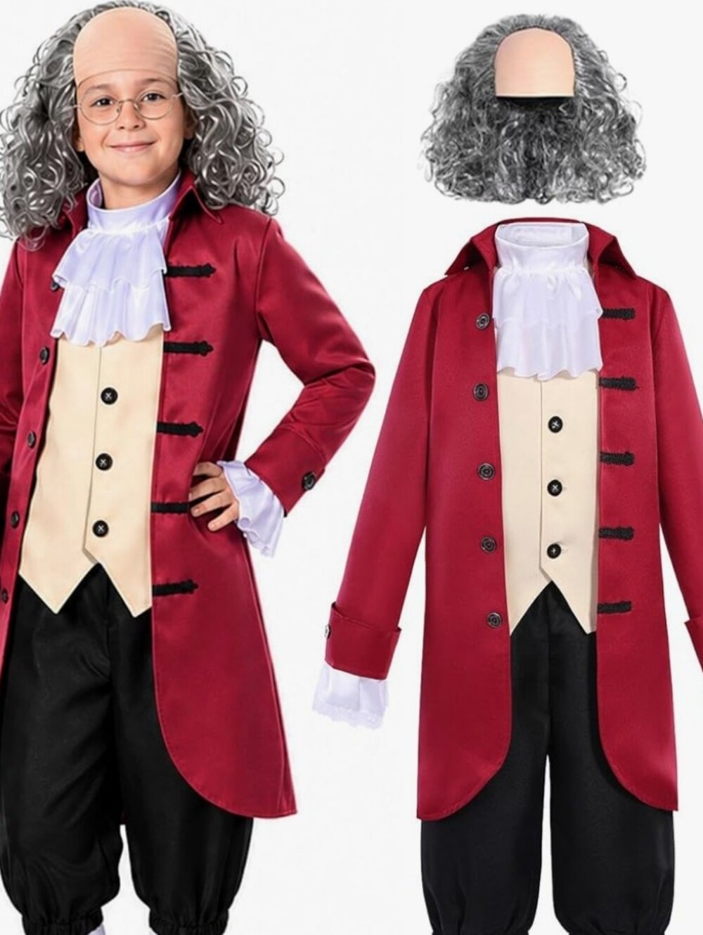 Kids Revolutionary Era Ben Franklin Costume 8-10 Year Olds